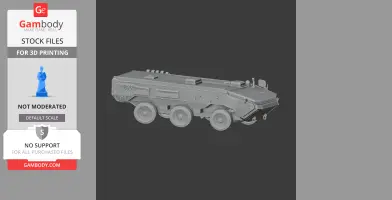 3D model of an Otokar Arma armored vehicle, detailed for 3D printing, shown from a side angle.