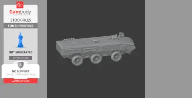 3D model of an Otokar Arma armored vehicle with six wheels, designed for 3D printing.