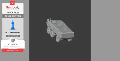 A 3D model of an Otokar Arma tank with six wheels, designed for 3D printing.
