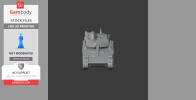 3D model of an Otokar Tulpar tank, viewed from the front, ready for 3D printing.