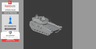 3D model of a detailed tank with turret and tracks, designed for 3D printing.