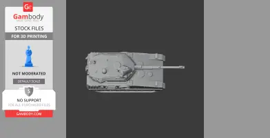 Top view of a detailed 3D tank model for printing, showcasing turret and barrel features.