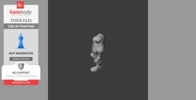 A 3D model of a hooded figure in a standing pose, designed for printing from Gambody.