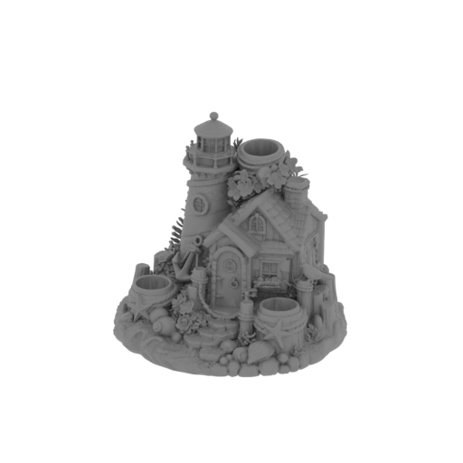 Coastal Lighthouse House LED Tealight Holder.stl