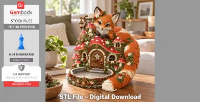 A whimsical fox atop a mushroom-roofed house, designed as a key holder organizer.