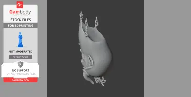 3D model of Mimir's head with chains from God of War, designed for 3D printing.