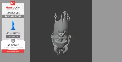 Upside-down Mimir head sculpture with detailed crown and facial features, designed for 3D printing.