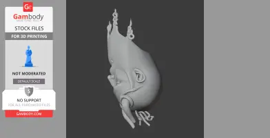 Profile of a 3D model depicting Mimir’s head from God of War, designed for 3D printing.