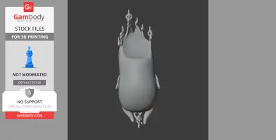 A 3D model STL file featuring a stylized blocky figure with a crown-like head, labeled for 3D printing.