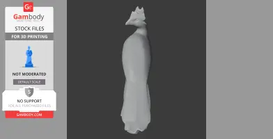 3D model of a stylized prehistoric bird with a prominent crest, designed for 3D printing.