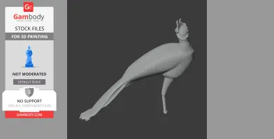 3D model of a bare-faced curassow with detailed body shape for printing.