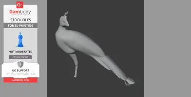 3D model of a slender, stylized bird with a crest, suited for 3D printing.