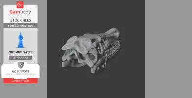 3D printable Wiehenvenator dinosaur skull replica model, viewed from the side.