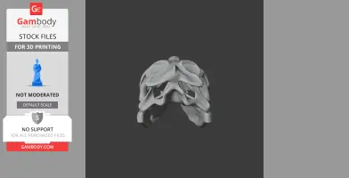 3D model of a Wiehenvenator dinosaur skull, front view, designed for 3D printing.
