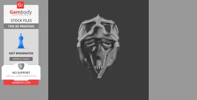 A detailed 3D model of a dinosaur skull, showing sharp teeth and eye sockets, designed for printing.