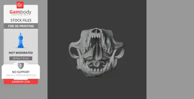A detailed 3D model of a wolf skull, designed for 3D printing.