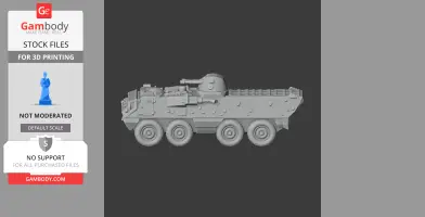 A 3D model of an OT-64 SKOT armored personnel carrier, featuring detailed wheels and turret.