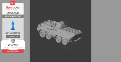 3D model of an OT-64 SKOT armored personnel carrier with detailed wheels and turret for 3D printing.