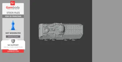 Top view of a 3D printed OT-64 SKOT armored vehicle model with turret and wheels.