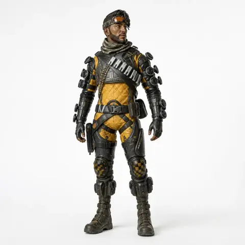 A detailed figurine of a futuristic soldier in tactical gear, prepared for 3D printing.