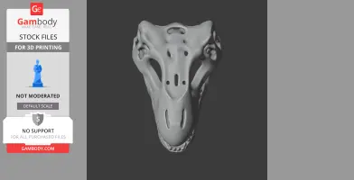 3D model of a Wuerhosaurus skull replica for 3D printing, shown from the top view on a gray background.