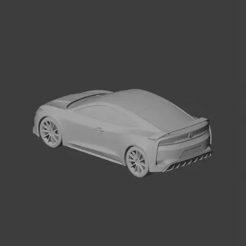 3D model of a sleek, modern car design, shown from the rear side angle.