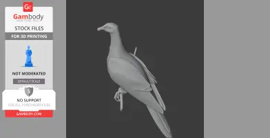 3D model of a prehistoric bird perched on a branch, designed for 3D printing.