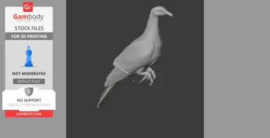 3D model of a prehistoric pigeon, detailed wings and tail, for 3D printing.
