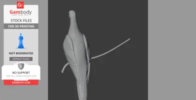 A 3D model of a prehistoric bird with a long tail, designed for 3D printing.