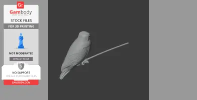3D model of a prehistoric owl perched on a branch, designed for 3D printing.