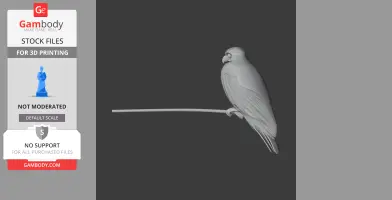 3D model of a prehistoric-style barking owl perched on a branch, designed for 3D printing.