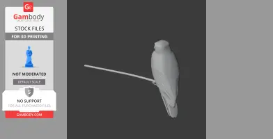 A 3D model of a prehistoric owl perched on a branch, designed for 3D printing.