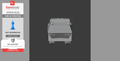 Front view of a polygonal tank-like vehicle model designed for 3D printing.