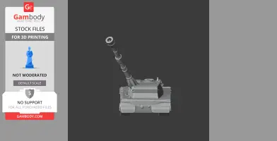 Gray 3D model of a Palmaria artillery tank with a long barrel, designed for 3D printing.