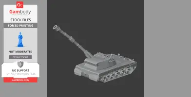3D model of Palmaria artillery tank with detailed cannon and tracks for 3D printing.