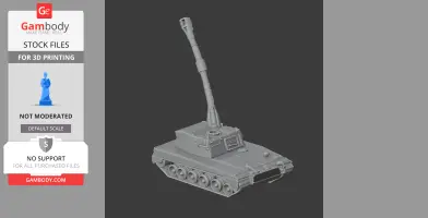 3D printed Palmaria artillery tank model with long barrel and detailed tracks.