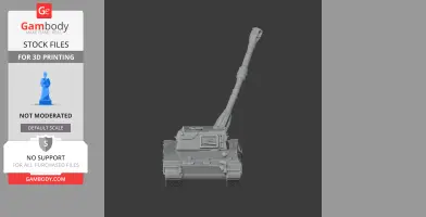 3D model of a Palmaria artillery tank with a long barrel, designed for 3D printing.
