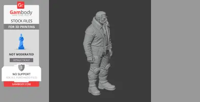 A detailed 3D model of a bearded character in sci-fi attire, designed for 3D printing.