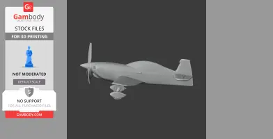 3D model of the Extra EA-300 airplane, optimized for 3D printing, shown in a gray scale.