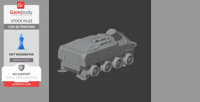 3D model of a Pandur II tank with six wheels, designed for 3D printing.
