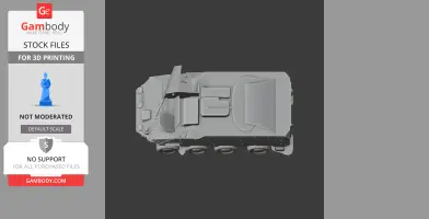 A top view of a detailed 3D tank model, showcasing its structure and wheels for 3D printing.
