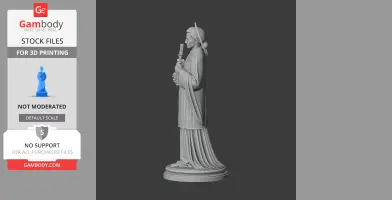 A 3D model of a standing devotional statue, featuring intricate clothing details, suitable for printing.
