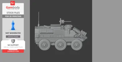 A detailed 3D model of a Panhard VCR armored vehicle with six wheels and a mounted turret.