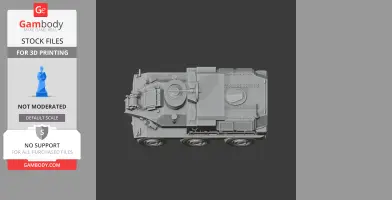 3D model of a detailed armored vehicle viewed from above, designed for 3D printing.