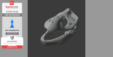 Gray 3D model of a Zygomaturus skull, designed for 3D printing, displayed on a dark background.