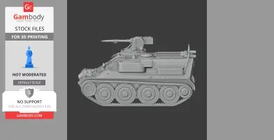 3D model of a Pansarbandvagn 401 tank with detailed treads and turret for 3D printing.