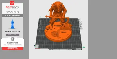 A menacing creature with a beak mask, wielding a scythe, standing on a detailed base.