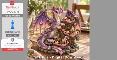 A decorative pink and lilac dragon figurine organizes chocolates in floral bowls.