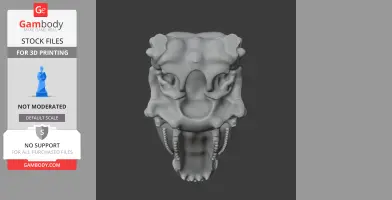 3D model of a Zhongjianosaurus skull replica for 3D printing, shown from the front.
