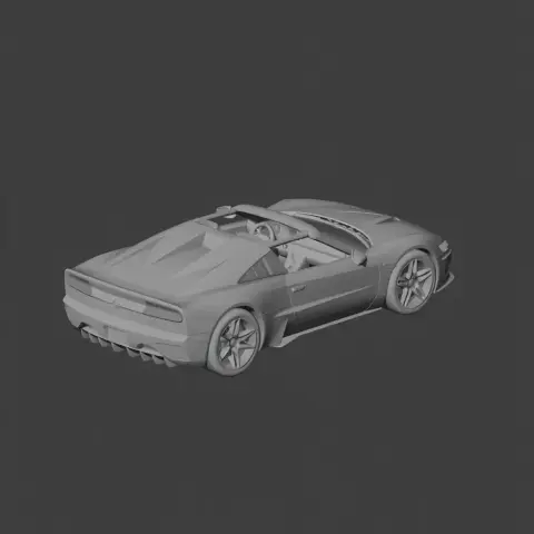 3D model of a sleek, futuristic sports car viewed from the rear, designed for 3D printing.